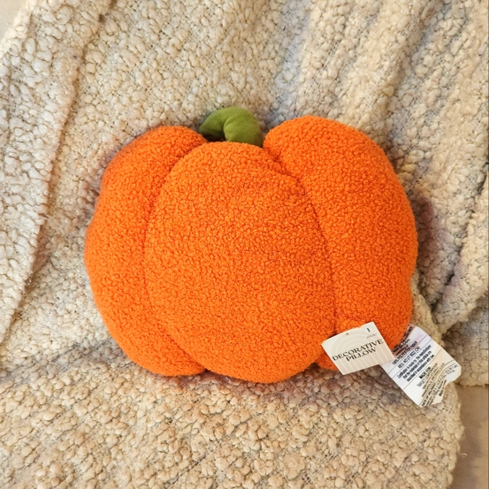 NWT,  Plush pumpkin throw pillow